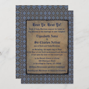 Invitation Or de Quatrefoils sur le bleu