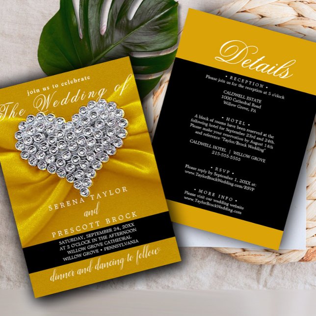 Invitation Or diamant Élégante calligraphie Beau Mariage (Créateur téléchargé)