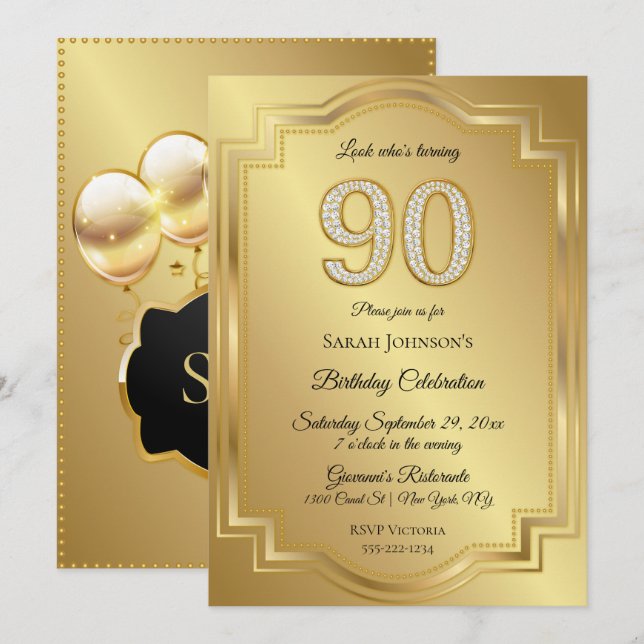 Invitation Or & Diamants 90e anniversaire (Devant / Derrière)
