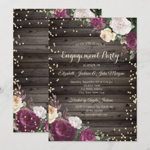 Invitation Or Diamants Bourgogne Fleurs Bois
