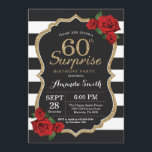 Invitation Or d'invitation d'anniversaire de rose rouge de<br><div class="desc">Étonnez les soixantième parties scintillantes d'or d'invitation d'anniversaire de rose rouge. Noir et invitation de fête d'anniversaire d'or. Parties scintillantes d'or. Rayures noires et blanches. Tableau. Digitals imprimables. Pour davantage de personnalisation,  cliquez sur svp la "personnaliser il" bouton et utilisez notre outil de conception pour modifier ce modèle.</div>