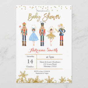Invitation Or d'invitation de baby shower de casse-noix