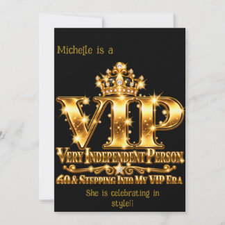 Invitation Or Doré Glamour 60e Anniversaire Ère VIP Paillette