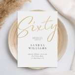 Invitation Or élégant moderne 60e anniversaire<br><div class="desc">Créez vos propres invitations personnalisées à la fête du 60e anniversaire avec une typographie de script minimaliste en couleur or.</div>