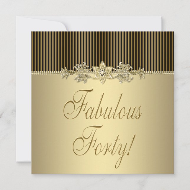 Invitation Or Élégant pour les 40 ans d'une Femme (Devant)