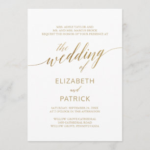 Invitation Or élégant Prénom Le Mariage de
