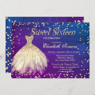 Invitation Or Elegant Robe Diamants Ombre Sweet 16