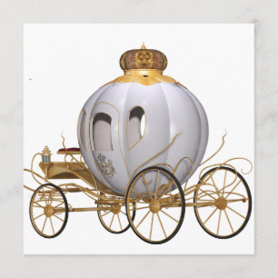 Invitation Or et blanc de princesse de conte de fées de