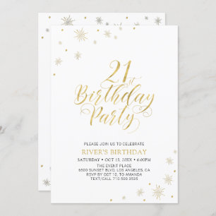 Invitation Or et blanc   Modern Chic 21e fête d'anniversaire