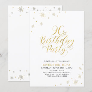 Invitation Or et blanc   Modern Chic 90th Birthday Party