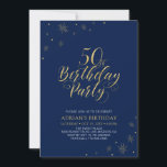 Invitation Or et bleu marine | Modern Chic 50th Birthday Part<br><div class="desc">Fêtons votre journée spéciale avec cette élégante invitation à la fête du 50e anniversaire d'or. Ce design présente une typographie or chic et des éléments or avec un arrière - plan bleu marine. Vous pouvez customiser le texte et la couleur arrière - plan. Plus d'articles correspondants disponibles dans ma boutique...</div>