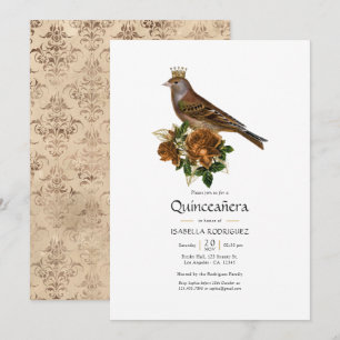Invitation Or et cuivre Quinceañera chic vintage