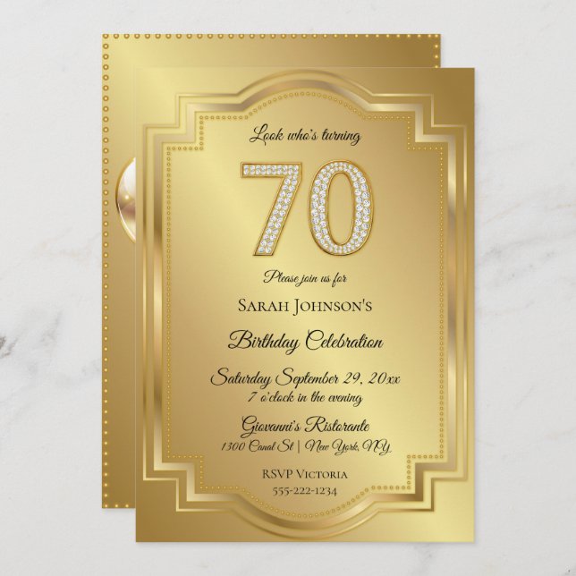 Invitation Or et diamants 70e anniversaire (Devant / Derrière)