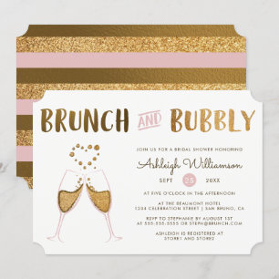 Invitation Or et Fête de la mariée l'épousant de brunch et