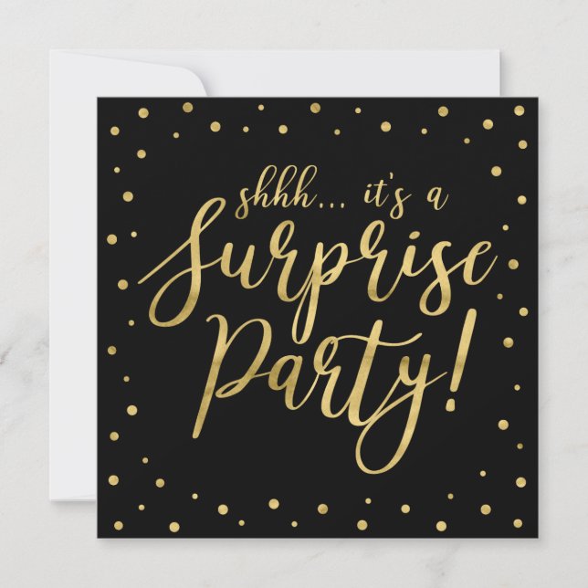 Invitation Or et Noir | 50e anniversaire de mariage surprise (Devant)