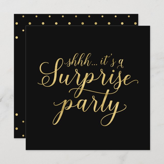 Invitation Or et noir | 50e anniversaire du Mariage surprise (Devant / Derrière)
