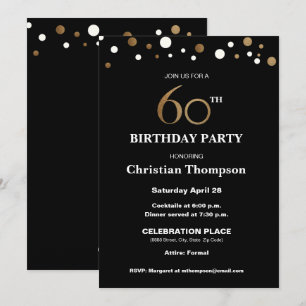 Invitation Or et noir, 60e fête d'anniversaire