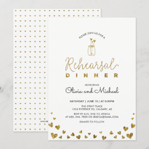 Invitation Or et noir   Dîner de répétition des coeurs Invita