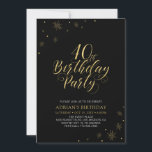 Invitation Or et noir | Modern Chic 40th Birthday Party<br><div class="desc">Fêtons votre journée spéciale avec cette élégante invitation à la fête du 40e anniversaire. Ce design présente une typographie or chic et des éléments or avec un arrière - plan noir. Vous pouvez customiser le texte et la couleur arrière - plan. Plus d'articles correspondants disponibles dans ma boutique BaraBomDesign. Si...</div>