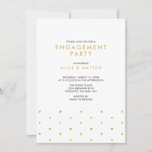 Invitation Or et noir | Parti d'engagement moderne chic (Devant)