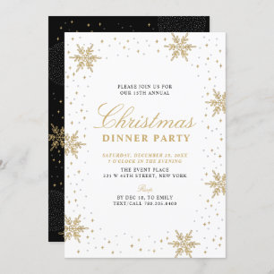 Invitation Or et noir   Soirée de Noël moderne et chic