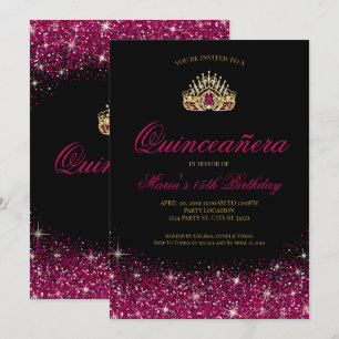 Invitation Or et Parties scintillant, Glam Quinceañera