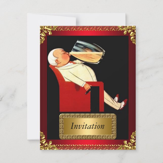 Invitation Or et Rouge Art Déco (Devant)
