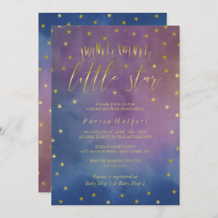 Invitation Or et scintillement d'aquarelle peu de baby shower