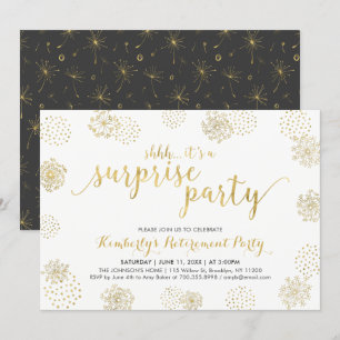 Invitation Or   Fête de Retraite Moderne et Élégante de Surpr