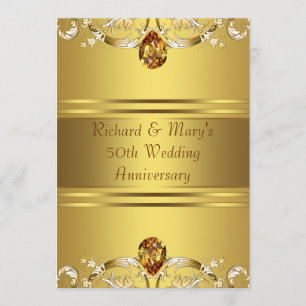 Invitation Or Fleurs victoriennes Or 50e anniversaire