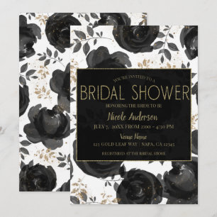 Invitation Or Floral Glam Feuilles de Mariée Shower