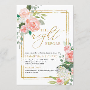 Invitation Or floral rose vif géométrique la veille