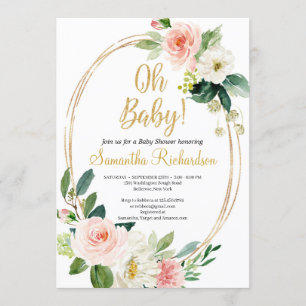 Invitation Or Géométrique ANd Verdure Foliage Boho Baby