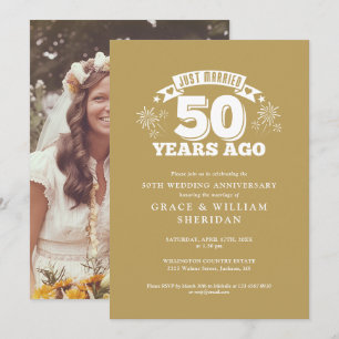 Invitation Or Juste Marié 50e Anniversaire de Mariage Photo