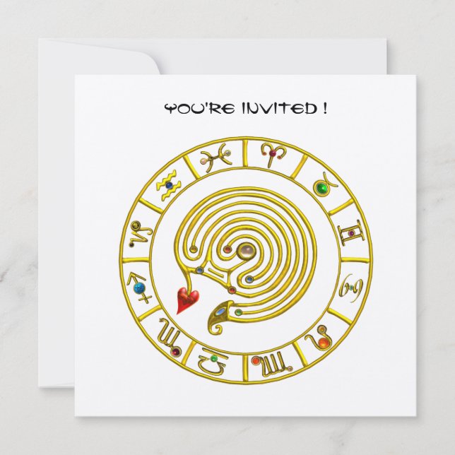 Invitation OR LABYRINTH ASTRAL Zodiac Signes Graphique blanc (Devant)