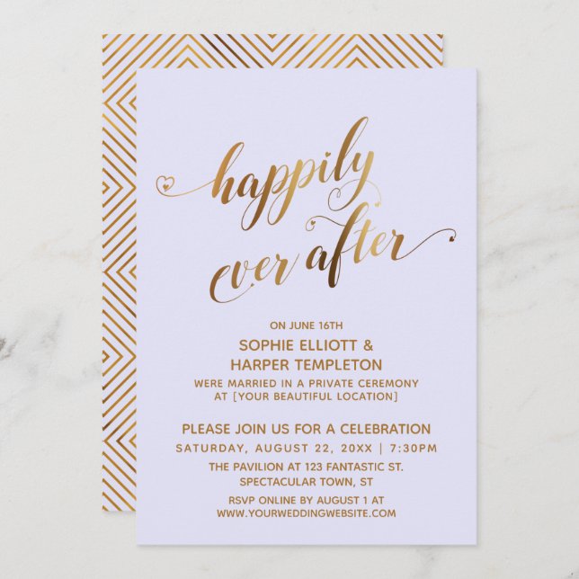 Invitation Or & Lavande Après Mariage Pour Toujours (Devant / Derrière)