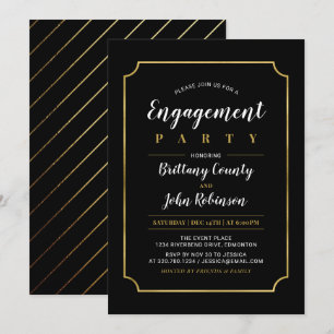 Invitation Or Mariage Classique Fiançailles Fête