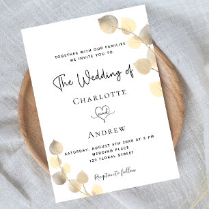Invitation or mariage eucalyptus or blanc luxe