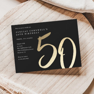 Invitation Or minimaliste moderne Type 50e anniversaire