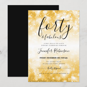 Invitation Or moderne Forty & Fabuleux 40e anniversaire