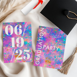 Invitation Or Moderne Gras Or Opale Fête de Remise des Diplôm
