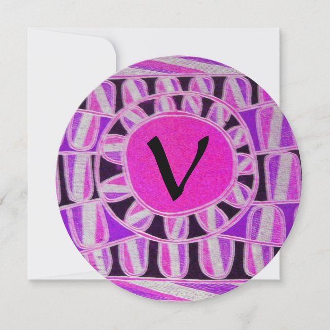 Invitation OR MONOGRAMME SOLAIRE,rose fuchsia vif noir (Devant)