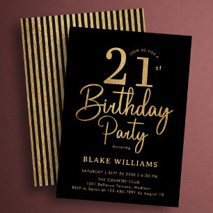 Invitation Or noir 21e anniversaire