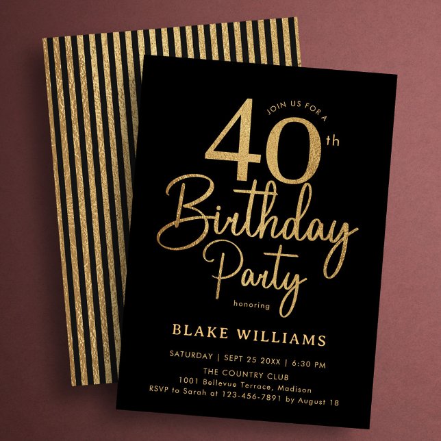 Invitation Or noir 40e anniversaire (Créateur téléchargé)