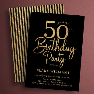 Invitation Or noir 50e anniversaire