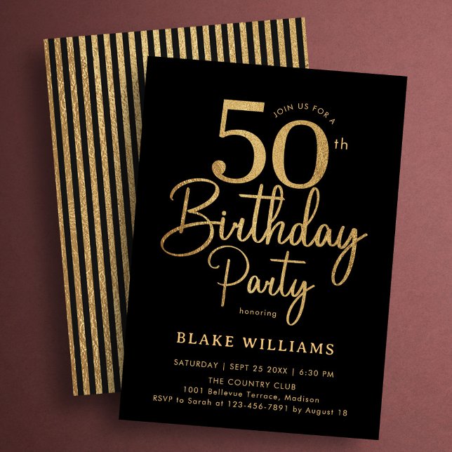Invitation Or noir 50e anniversaire (Créateur téléchargé)