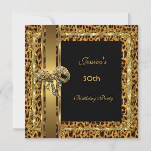 Invitation Or Noir 50e Anniversaire Animal Sauvage Élégant 5