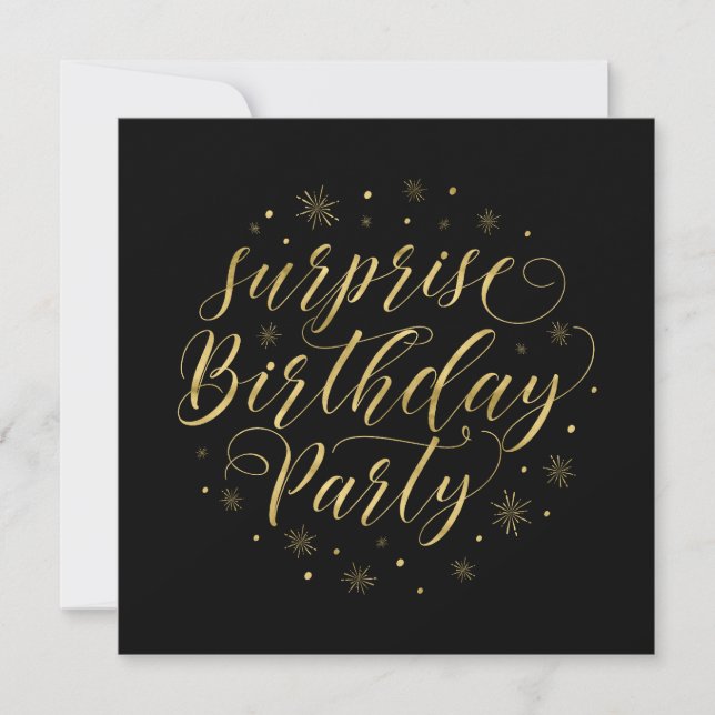 Invitation Or & Noir | 50e anniversaire surprise (Devant)