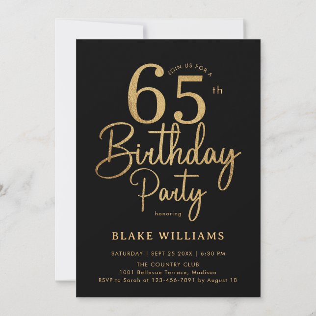 Invitation Or noir 65e anniversaire (Devant)