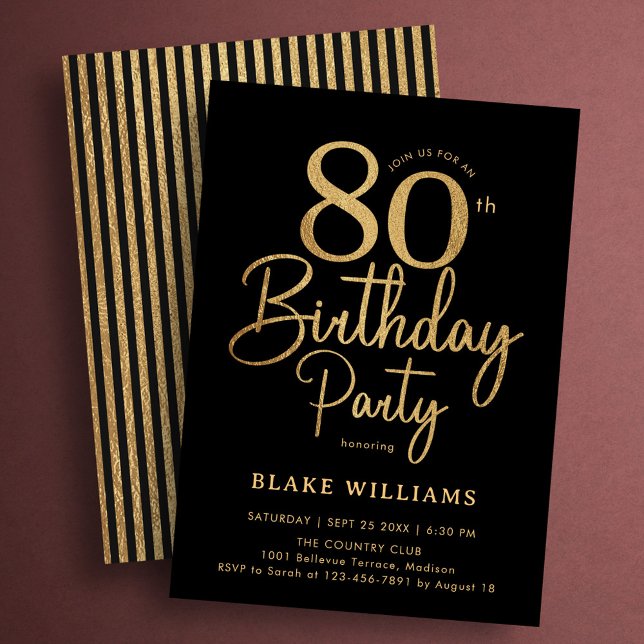 Invitation Or noir 80e anniversaire (Créateur téléchargé)